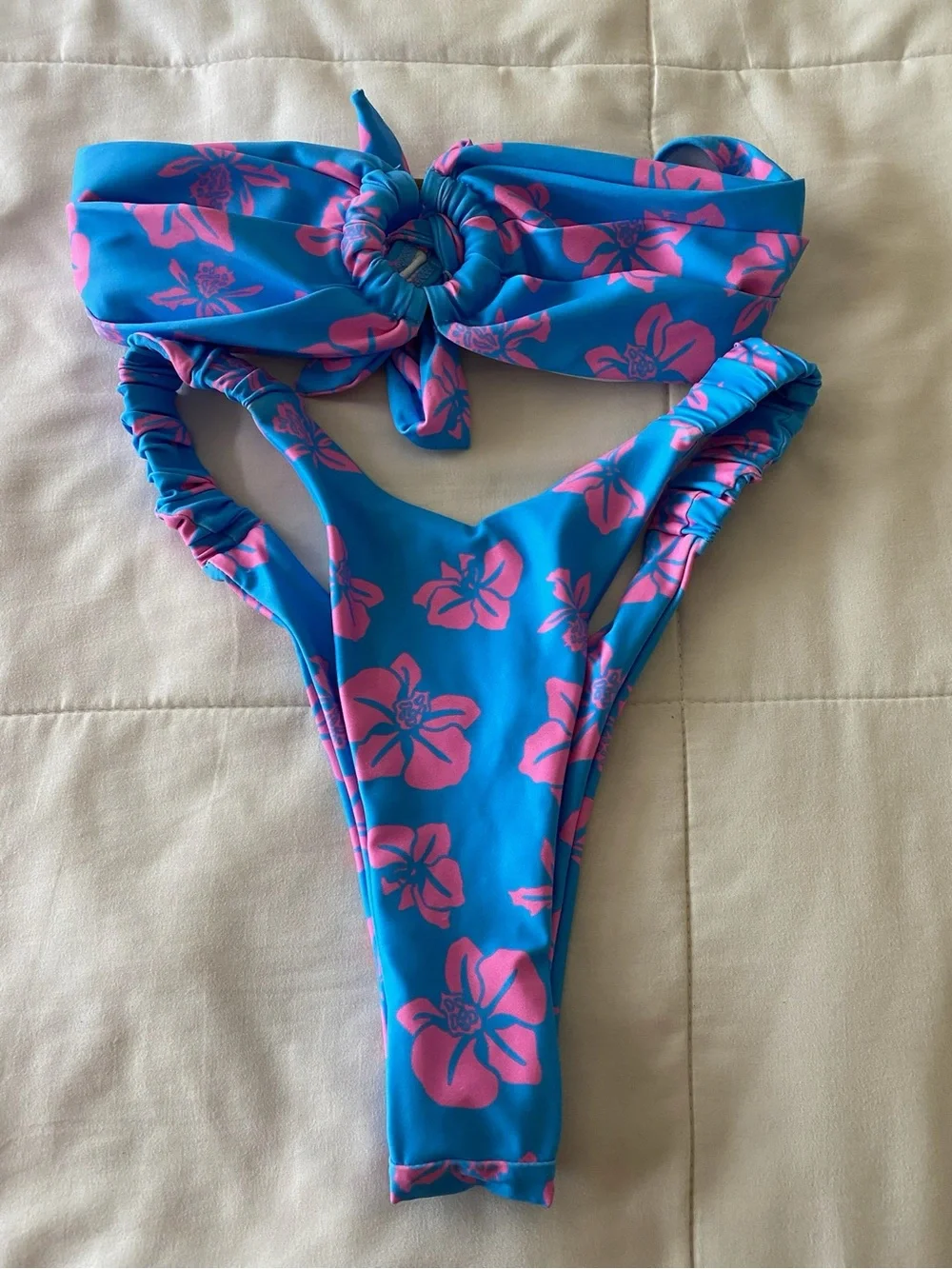 BLUE & PINK FLORAL BIKINI SET WOMENS